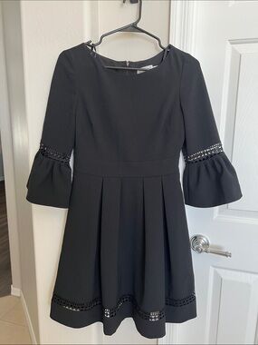 Eliza J Black Fit-and-Flare Dress with Cutout Trim